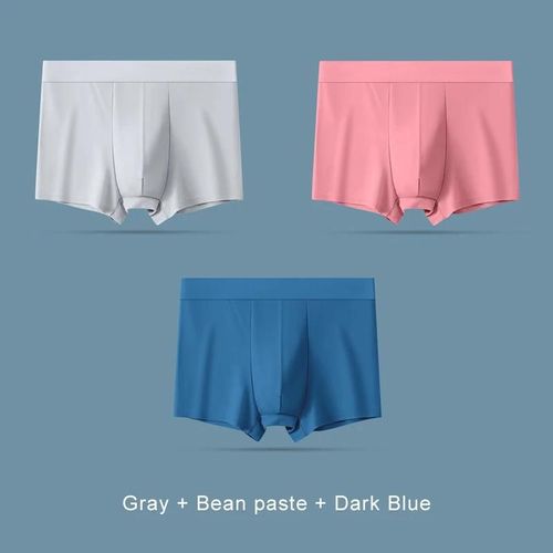 3 Pièces Shorts Sous-Vêtements Confortables Hommes Lingerie Glace Soie Hommes Culottes Sans Trace Boxer Respirant Sport Slips Caleçons Cadeau.Set 7.4xl