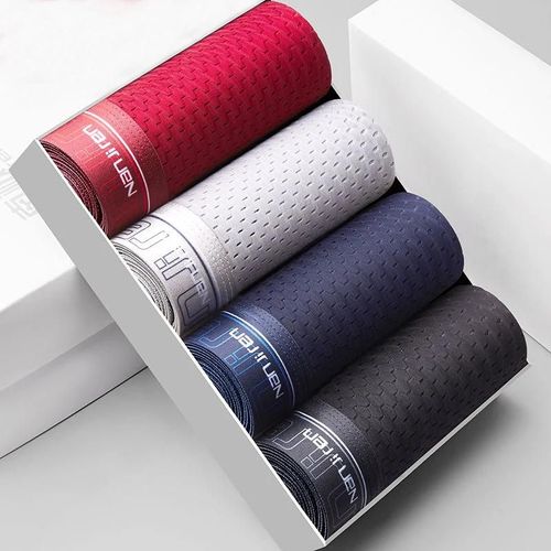 4 Pièces Boxer Pour Hommes Sous-Vêtements En Soie Glacée Grande Taille Caleçons Cool Respirant Sexy Mince Culotte Maille Lingerie Vente En Gros Lots.D8808-2.4xl(80-90kg)