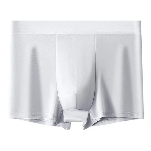1 Pièces Ultra-Mince Glace Soie Hommes Boxershorts Sous-Vêtements Pour Hommes Respirant Cool Grande Taille Hommes Culottes Mâle Sans Couture Coin Plat Court.Grey.1xl