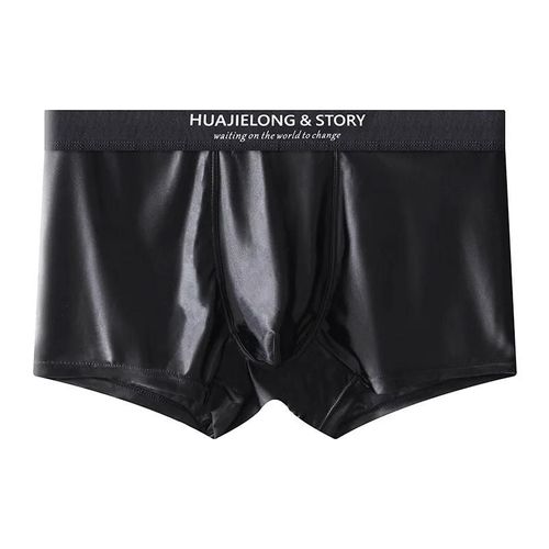 1/3 Pièces Respirant Mince Satin Soie Boxer Slips Sans Couture Taille Moyenne Glace Soie Boxeurs Caleçons Sous-Vêtements Lisses Pour Hommes Quotidien.1pc Black.L