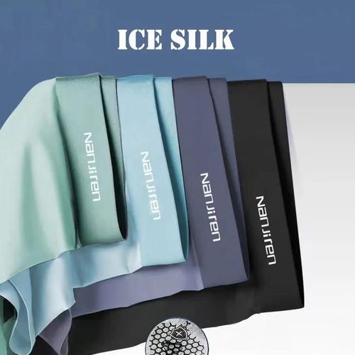 4 Pièces Boxer Shorts Hommes Glace Sous-Vêtements En Soie Hommes Caleçons Respirant Sexy Mince Culotte U Convexe Lingerie Vente En Gros Lots L-6xl.2-9905.4xl(80-90kg)