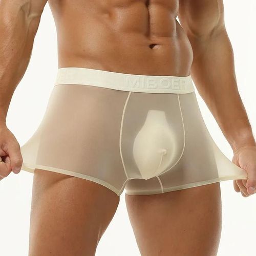 Sous-Vêtements Pour Hommes,Boxer Transparent En Soie Glacée,Caleçon De Couleur Respirant,Caleçon Confortable.Nude.3xl