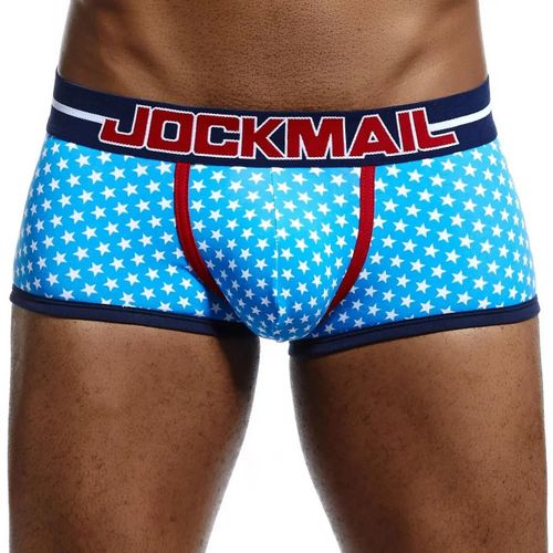 Jockmail Sexy Boxer Hommes Sous-Vêtements Shorts Coton Imprimé Motif Thermique Caleçon Pijama Cuecas Masculinas Calzoncillos Hombre.Jm407blue.L(30-32inches)