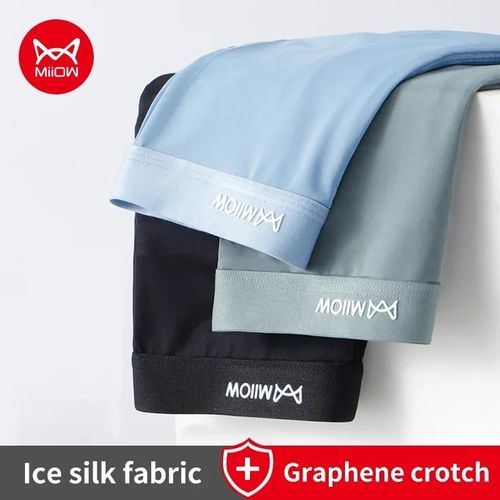 Miiow 3 Pièces Été Mince Glace Soie Hommes Boxershorts Graphène Antibactérien Sous-Vêtements Pour Hommes Respirant Cool Hommes Culottes Boxershorts.Mw458-3d.2xl