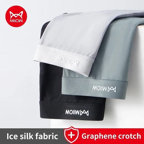 Miiow 3 Pièces Été Mince Glace Soie Hommes Boxershorts Graphène Antibactérien Sous-Vêtements Pour Hommes Respirant Cool Hommes Culottes Boxershorts.Mw458-3b.2xl