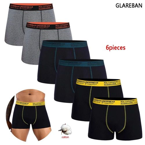 Lot De 6 Pièces, Boxer De Marque En Coton Pour Homme,Sous-Vêtements Masculins,Culottes De Luxe,Style À La Mode,Pour Zones Me,2024.6pc-W7-1.L