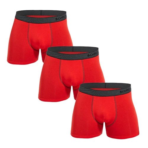 3 Pièces/Paquet Sexy Lettre Hommes Culottes Coton Boxer Shorts Hommes Caleçons Marque Sous-Vêtements Pour Hommes Couleur Unie Boxeurs.B19-3pcs-Red.L