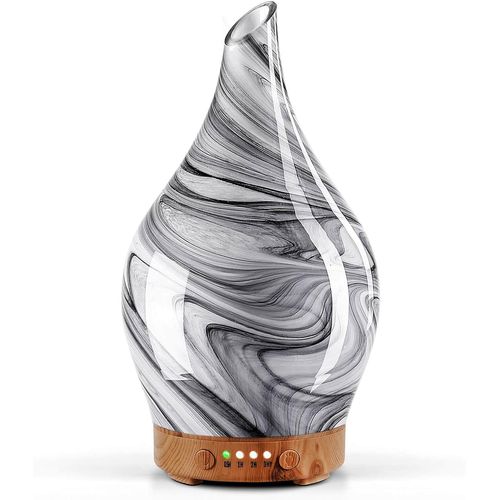 JGD-100ml Diffuseur d'arômes en Verre soufflé à la Main, humidificateur ultrasonique Silencieux à 7 Couleurs changeantes, humidificateur d'ambiance sans BPA pour la Maison avec minuterie(Ink)