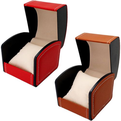 Kal-Lot De 2 Boîtes À Montres En Cuir Synthétique - Boîte Cadeau Pour Montres Pour Homme - Boîte De Rangement Pour Montres - Convient Pour La Plupart Des Montres (Marron, Rouge)