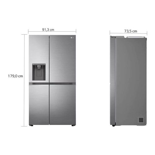 Réfrigérateur-congélateur LG GSLV81PZLE - côte à côte avec distributeur d'eau, distributeur de glaçons - WiFi - 91.3x73.5x179 cm (lxpxh) - 635 litres - classe E