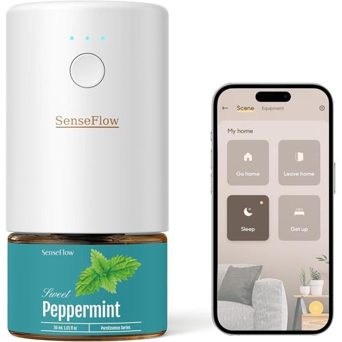 Jgd-Diffuseur Huiles Essentielles Parfum Maison Smart Wlan Sf101s, Ultrasonique Sans Eau, 100% Végétal, Aromathérapie 120 Jours, Pour Maison, Hôtel Jusqu¿À 100¿ - Menthe Poivrée 