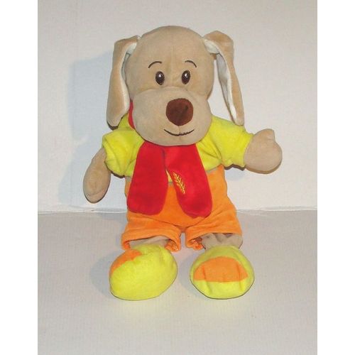 Doudou Chien Jaune Orange Nicotoy - Peluche Chien 32 Cm
