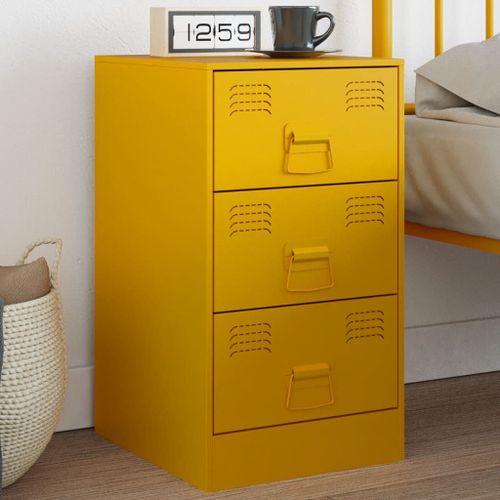 Vidaxl Table De Chevet Jaune Moutarde 34,5x39x62 Cm Acier