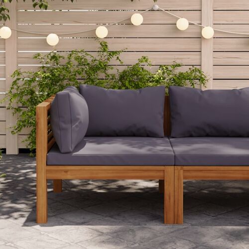 Vidaxl Canapé D'angle Sectionnel Et Coussins Gris Foncé Bois D'acacia