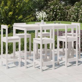 Vidaxl Ensemble De Bar De Jardin 7 Pcs Blanc Bois De Pin Massif
