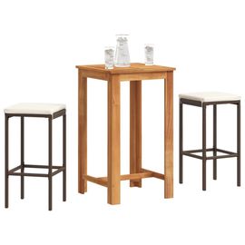 Vidaxl Ensemble De Bar De Jardin 3 Pcs Marron Bois Massif Acacia Rotin
