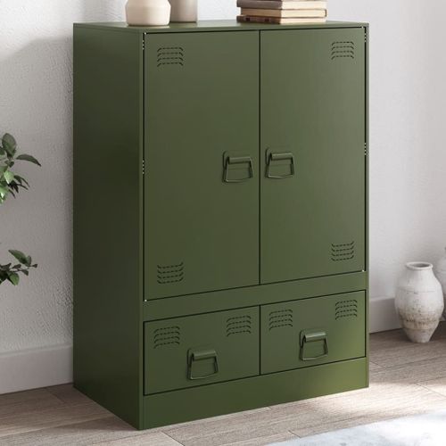 Vidaxl Buffet Vert Olive 67x39x95 Cm Acier