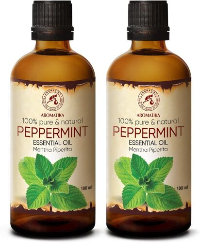 Huile Essentielle De Menthe Poivrée 200ml - Mentha Piperita - Inde - Naturelle & Pur - Huile De Menthe Pour Aromathérapie - Détente - Massage - Peppermint Essential Oil 