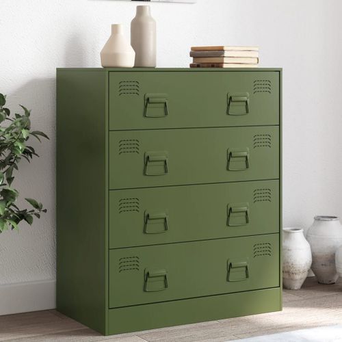 Vidaxl Buffet Vert Olive 67x39x83 Cm Acier