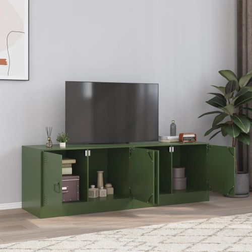 Vidaxl Meubles Tv 2 Pcs Vert Olive 67x39x44 Cm Acier