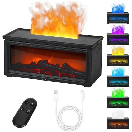 Diffuseur Huiles Essentielles, 280ml Difusor Huile Essentielle Avec 7 Flammes Colorées, Avec Minuterie/Télécommande, Arrêt Sans Eau Aromathérapie, Diffuseur Parfum Maison Electrique Pour Maison/Bureau 