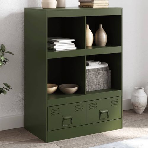 Vidaxl Buffet Vert Olive 67x39x95 Cm Acier