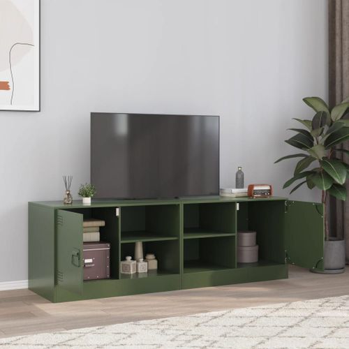 Vidaxl Meubles Tv 2 Pcs Vert Olive 67x39x44 Cm Acier