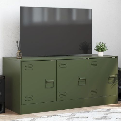 Vidaxl Meuble Tv Vert Olive 99x39x44 Cm Acier