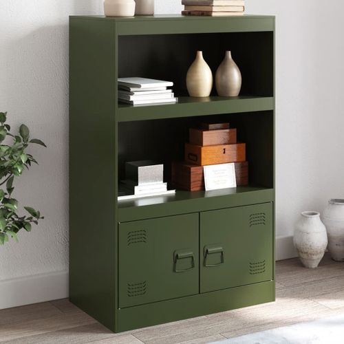 Vidaxl Buffet Vert Olive 67x39x107 Cm Acier