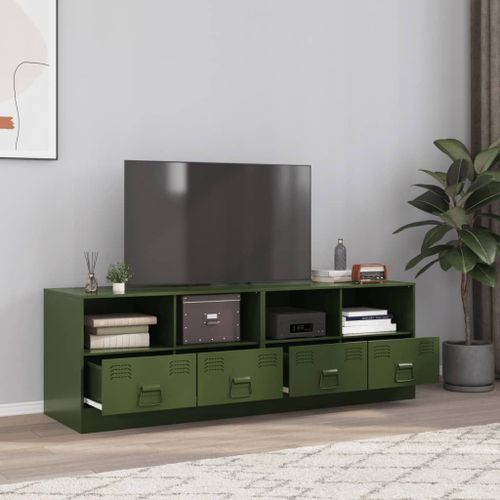 Vidaxl Meubles Tv 2 Pcs Vert Olive 67x39x44 Cm Acier