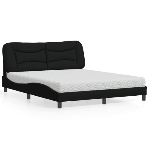 vidaXL Lit avec matelas noir 160x200 cm tissu