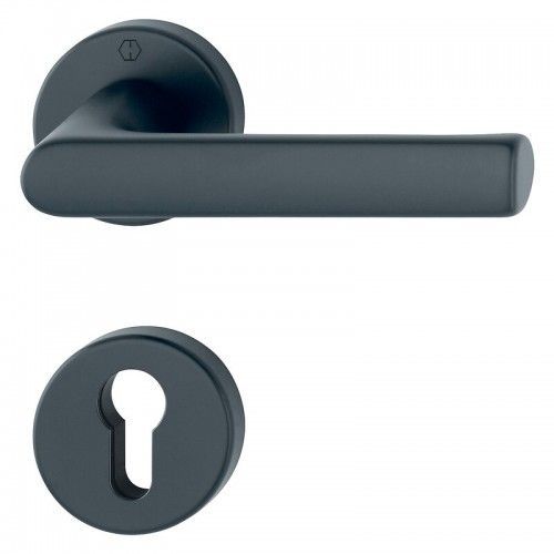 Poignées de porte sur rosaces Hambourg - finition noir mat - clé I HOPPE