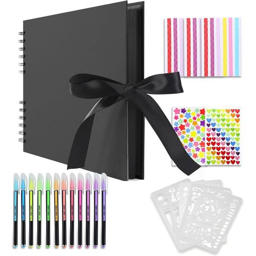 Homebrew Album Photo 80 Pages Album De Scrapbooking Noir Pour Collage Avec Des Autocollants Et D'autres Accessoires Pour Cadeaux Commémoratifs, Cadeaux De Saint - Valentin Et Plus