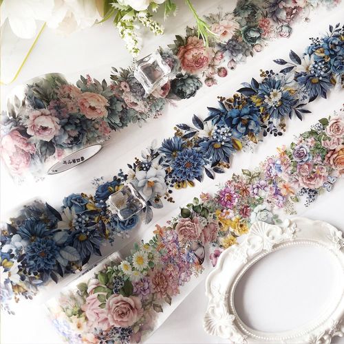 Washi Tape Lot De 3 Rouleaux D'autocollants En Pet Transparent Pour Scrapbooking, Décoration Pour Journal, Bullet Journaux, Planificateurs, Téléphones Mobiles, Albums Photo Diy (Flora Of The