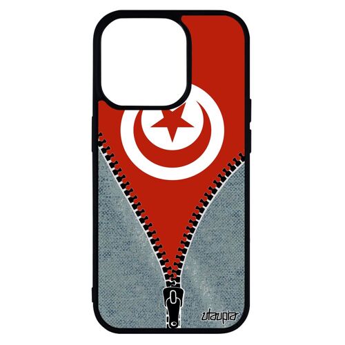 Coque Silicone Pour Iphone 14 Pro Drapeau Tunisie Tunisien Coupe Du Monde Jeans Jeux Olympiques Rigide Etui Foot Football Can
