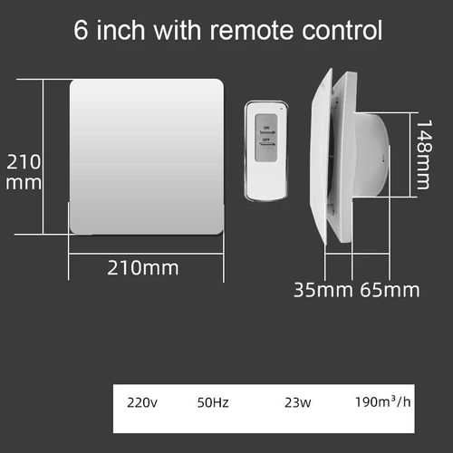 Ventilateur à grande vitesse avec télécommande",extracteur pour toilettes,cuisine,fenêtre murale,"4/6 pouces - Type 6 inch RC #B