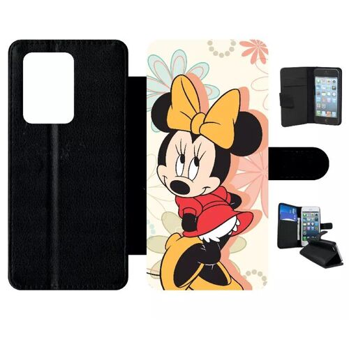Etui À Rabat Pour Galaxy S20 Ultra - Disney Minnie Timide - Simili-Cuir - Noir
