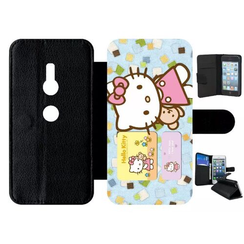 Etui À Rabat Pour Xperia Xz2 - Hello Kitty I Love You - Simili-Cuir - Noir