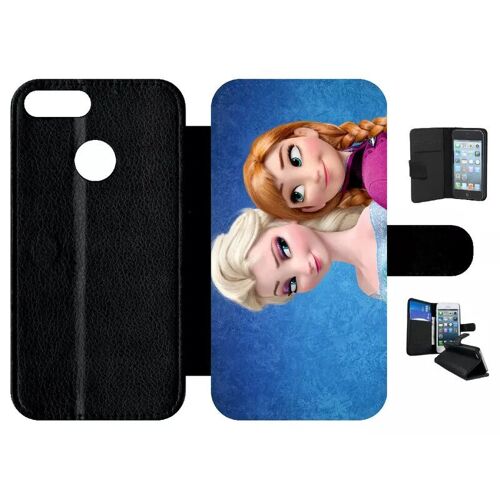 Etui À Rabat Pour Honor 9 Lite - Frozen Reine Des Neiges Anna Vs Elsa - Simili-Cuir - Noir