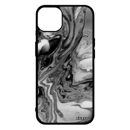 Coque Iphone 14+ Plus Silicone Peinture Matiere Gris Souple Fond Portable Telephone Pas Cher Jolie Authentique Decoratif Motif