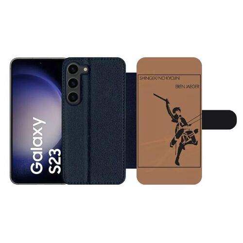 Etui À Rabat Pour Galaxy S23 - Shingeki No Kyojin Eren Jazeger - Simili-Cuir - Noir