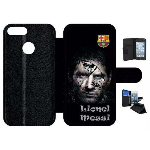 Etui À Rabat Pour Honor 9 Lite - Fc Barcelona Lionel Messi Abstract - Simili-Cuir - Noir