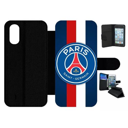 Etui À Rabat Pour Galaxy A01 - Psg Paris Saint Germain Bleu Blanc Rouge - Simili-Cuir - Noir
