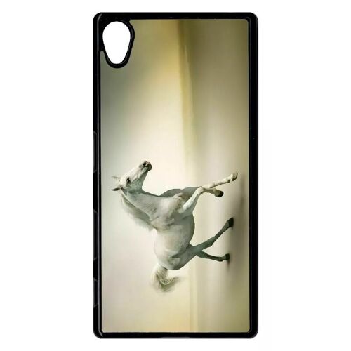 Coque Pour Xperia Z5 - Cheval Blanc En Course - Noir