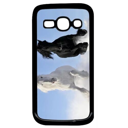 Coque Pour Galaxy Ace 3 - Chevaux Blanc Et Noir Dans La Neige - Noir