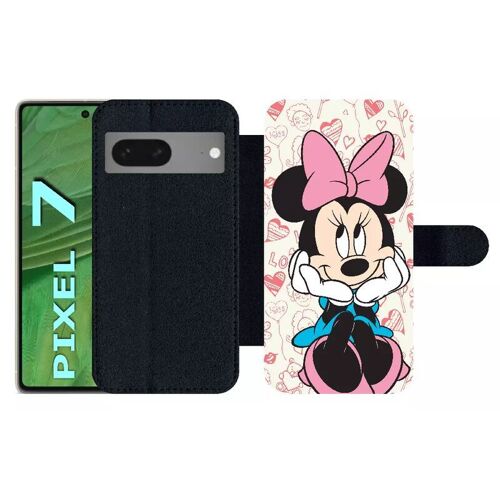 Etui À Rabat Pour Pixel 7 - Disney Minnie Love - Simili-Cuir - Noir