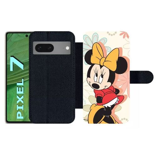 Etui À Rabat Pour Pixel 7 - Disney Minnie Timide - Simili-Cuir - Noir