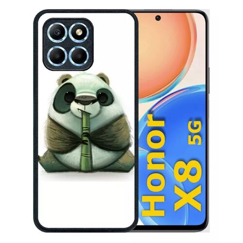 Coque Pour Honor X8 5g - Funny Panda Pipo Roseau - Silicone - Noir