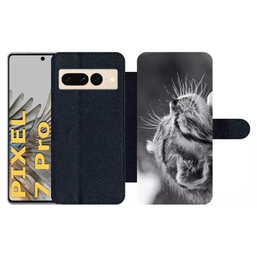 Etui À Rabat Pour Pixel 7 Pro - Chat Zebre - Simili-Cuir - Noir