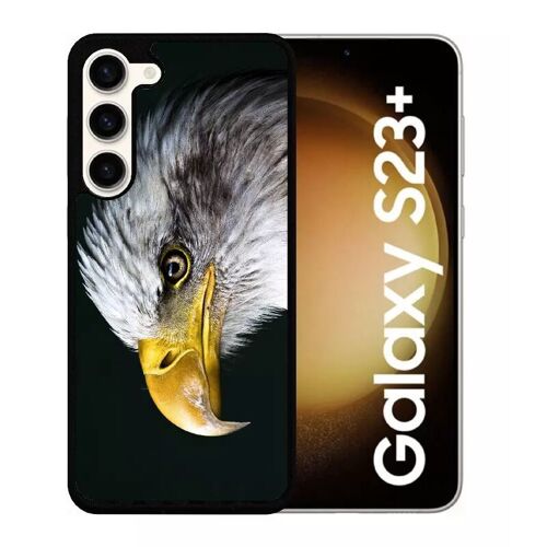 Coque Pour Galaxy S23+ - Tete D'aigle Royal - Silicone - Noir